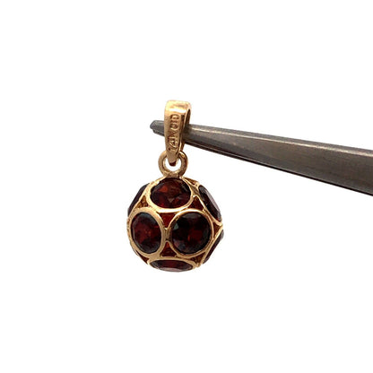 CID 14K Yellow Gold Round Red Garnet Ball January Anniversary Charm Pendant