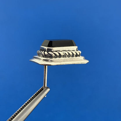 Vintage 925 Sterling Silver Rectangle Black Onyx Statement Stud Earrings