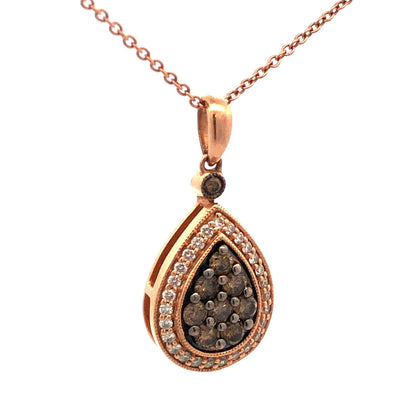 LeVian 14K Rose Gold Chocolate Vanilla Diamond Teardrop Pendant Necklace