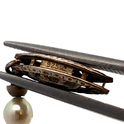 Vintage Designer 925 Sterling Silver Graduated Round Pearl Beaded Necklace