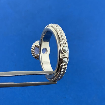 Anthony Nak 925 Sterling Silver Rose Quartz Pearl Accented Cocktail Ring