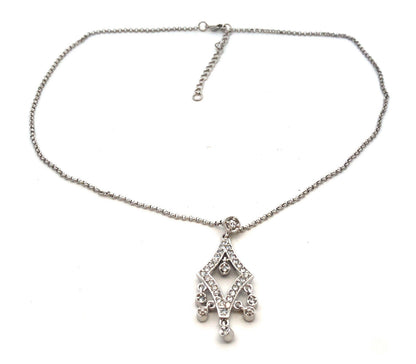 Designer 925 Sterling Silver Round Cubic Zirconia Statement Pendant Necklace