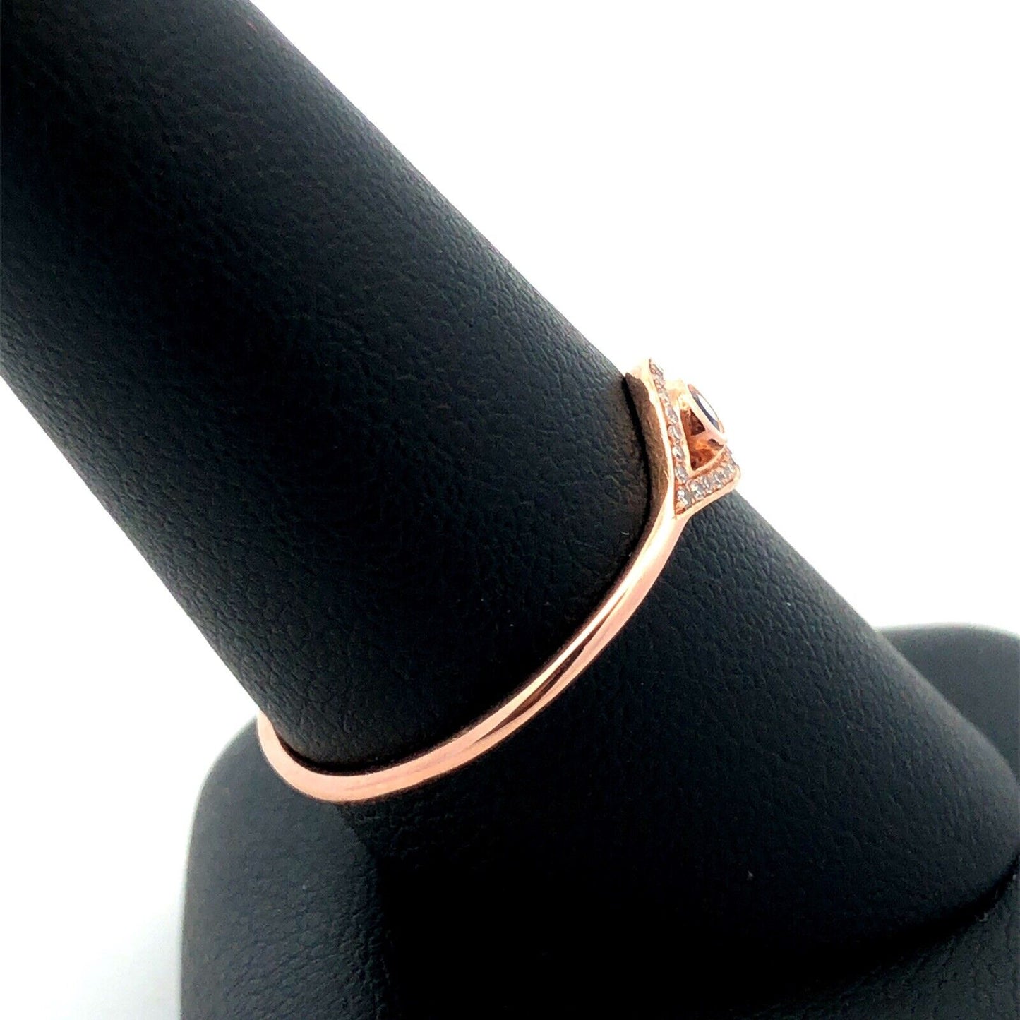 Designer 14K Rose Gold Sapphire Diamond Accented Evil Eye Cocktail Ring