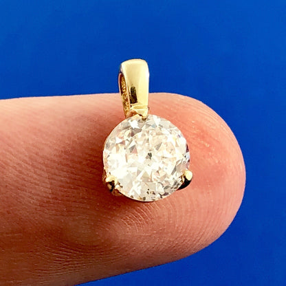 14k Yellow Gold Designer Cubic Zirconia CZ Solitaire Bridal Charm Pendant