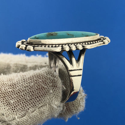 Bell Trading Post Native American Sterling Silver 925 Turquoise Elongated Ring