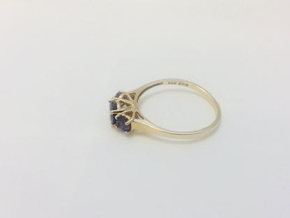 14K Yellow Gold Tanzanite Trio Bridal Anniversary Cocktail Ring