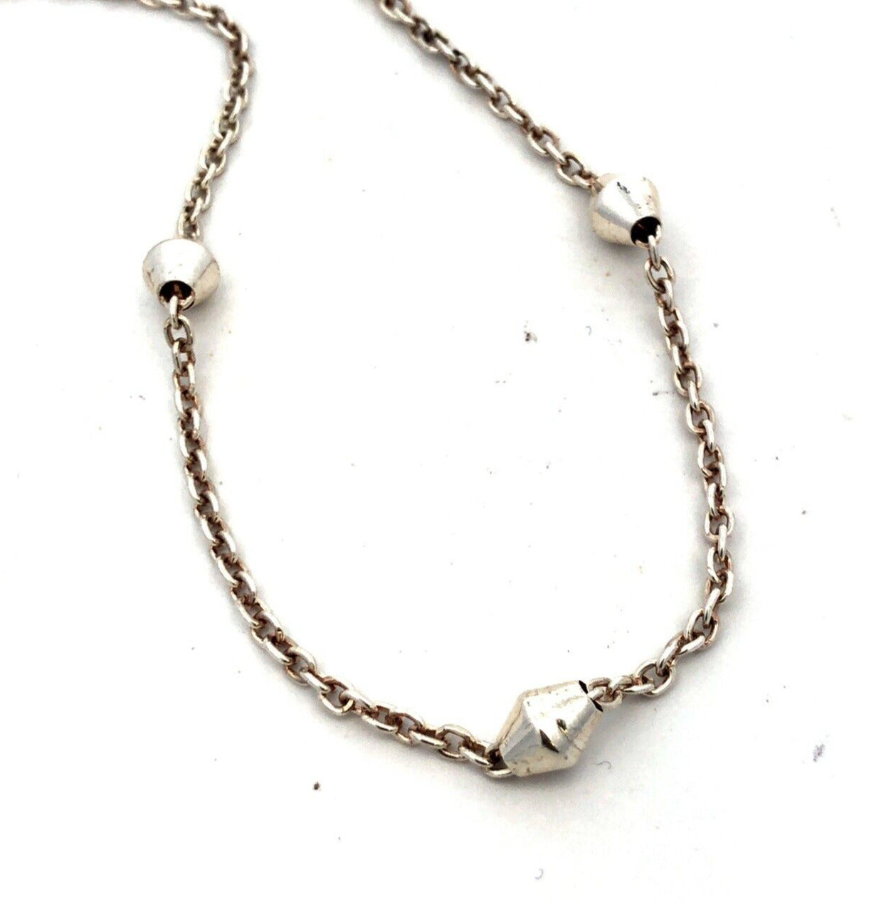 Italy 925 Sterling Silver Round Engravable Tag Station Oval Link Chain Necklace