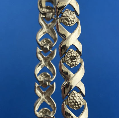 Designer 925 Sterling Silver Diamond X O Classic Tennis Bracelet