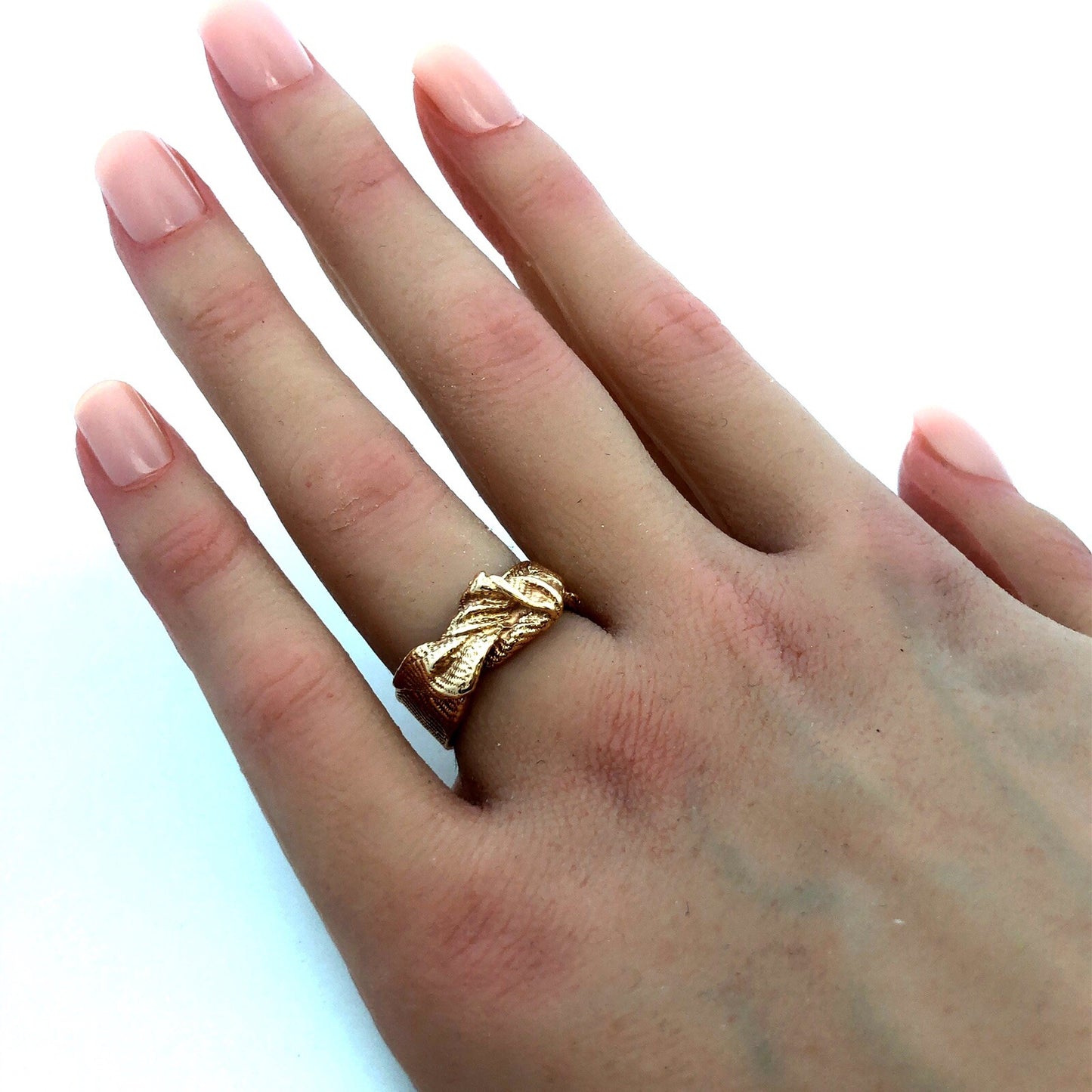 Designer Mignon Faget 14K Yellow Gold Knots and Bows Collection Medium Bow Ring