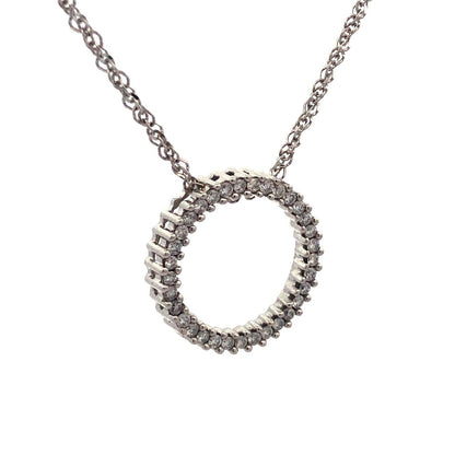 Designer 14K White Gold Diamond Infinity Eternity Anniversary Pendant Necklace