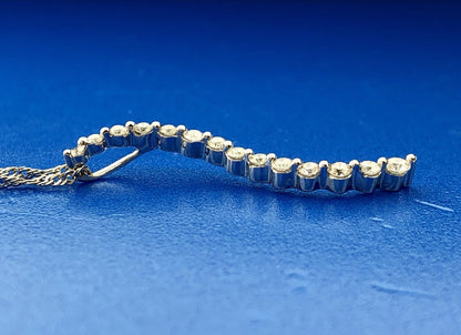 Designer 14K White Gold Diamond Love Infinity Eternity Bar Pendant Necklace