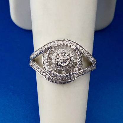 Designer SJD 925 Sterling Silver Diamond Engagement Bridal Anniversary Ring