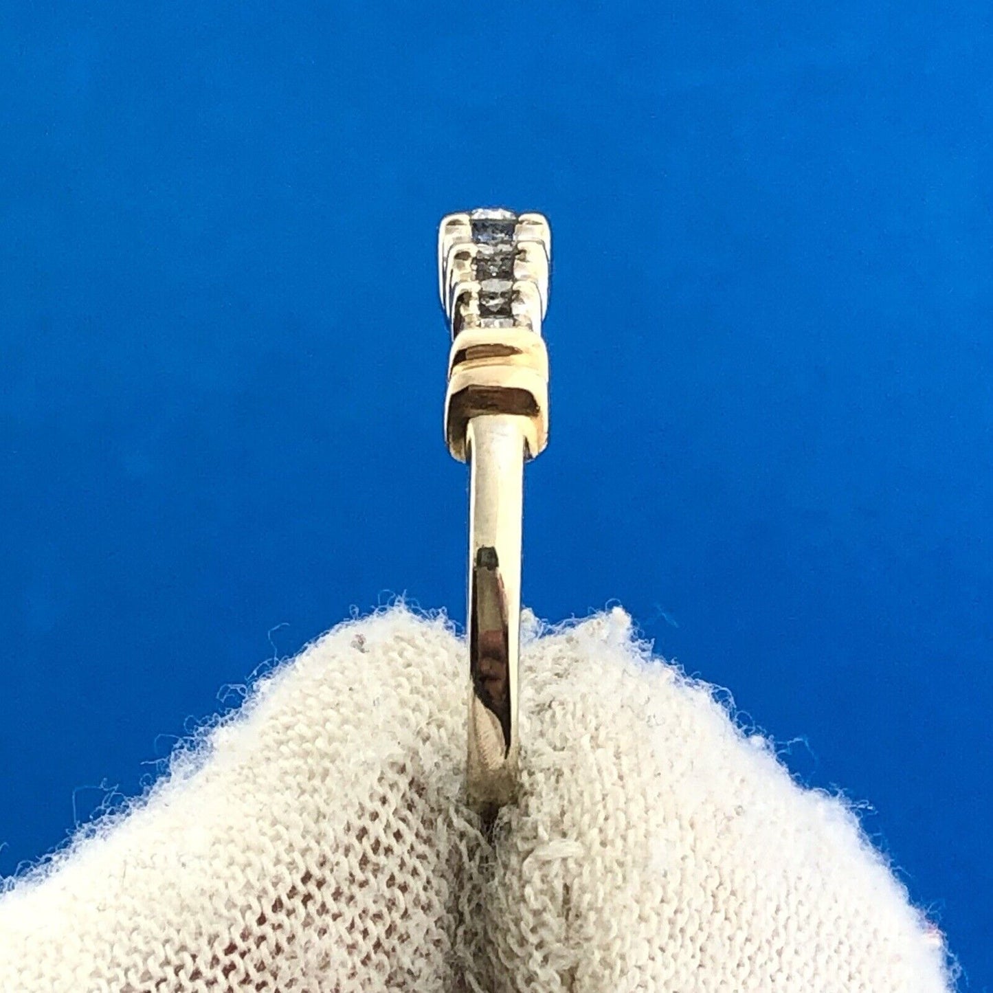 Mid Century 14K Yellow White Gold Diamond Channel Set Waterfall Wedding Ring