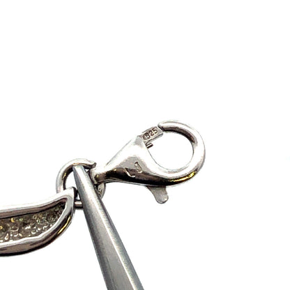 Blue and White Cubic Zirconia 925 Sterling Silver Flower Stations Necklace