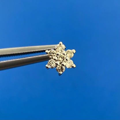Designer Mexico 14K Yellow Gold Diamond Floral Cluster Starter Stud Earrings