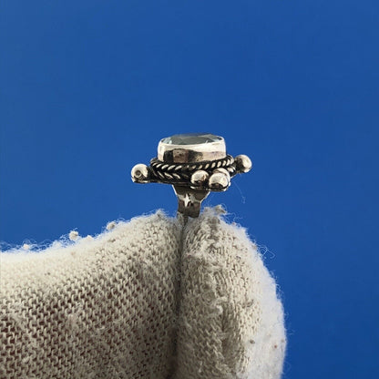 Estate 925 Sterling Silver Oval Blue Topaz December Occasion Stud Earrings