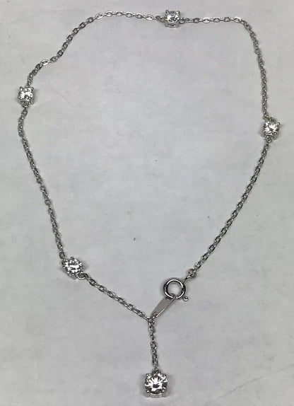 Designer SV Sterling Silver 925 Cubic Zirconia CZ Station Ankle Bracelet
