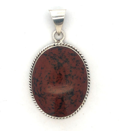 Vintage Taxco TM-287 Sterling Silver Mahogany Obsidian Statement Oval Pendant