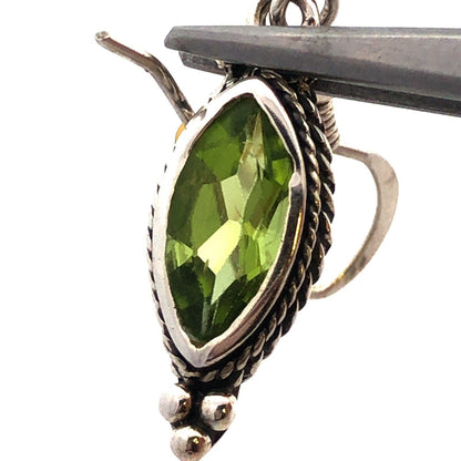 Designer 925 Sterling Silver Peridot Bead 5 Circle Drop Dangle Stud Earrings