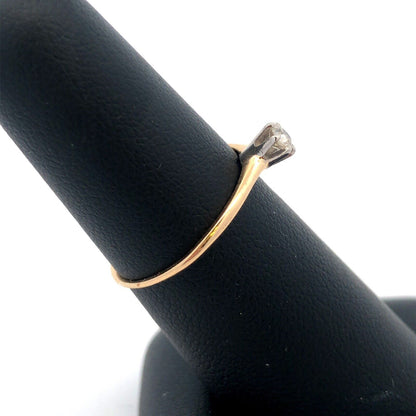 Designer 14K Yellow Gold Round Diamond Solitaire Engagement Wedding Ring