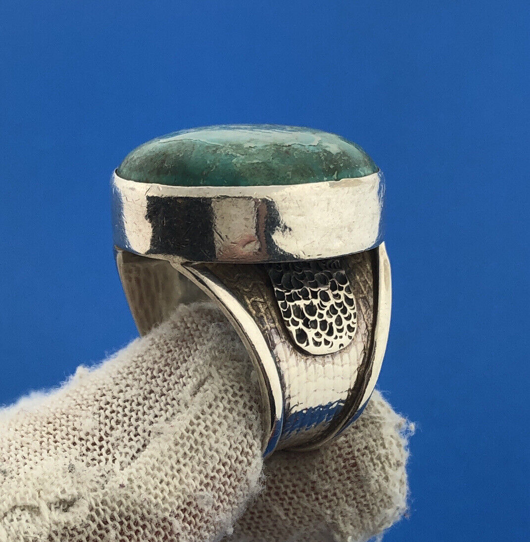 Stunning Sterling Silver 925 Circle Cabochon Turquoise Statement Size 8 Ring