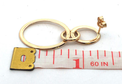 Designer QC Italy 14K Yellow Gold Modernist Triple Layered Dangle Stud Earrings