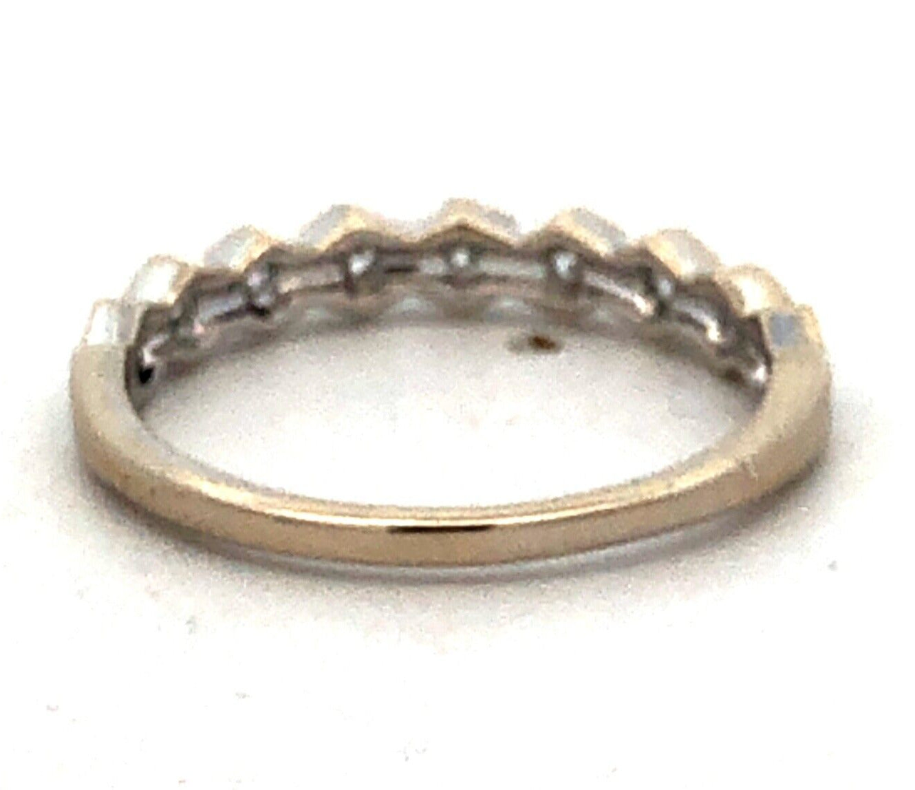 Designer CI 14K White Gold Round Diamond Hexagon Wedding Anniversary Band Ring