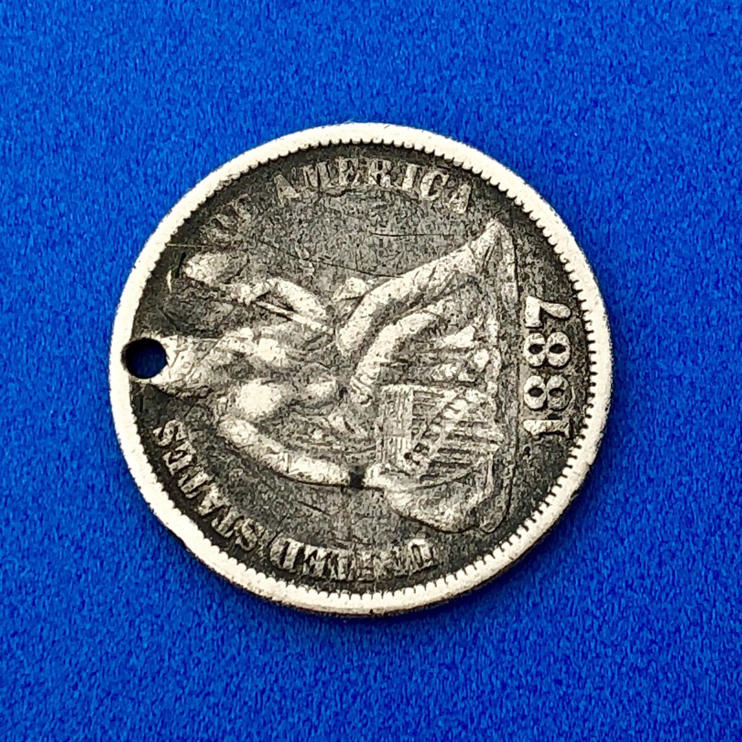 1887 Seated Liberty Silver Dime Love Token Coin Initials