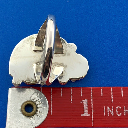 Native American Artisan Signed DG 925 Sterling Silver Turquoise Feather Ring