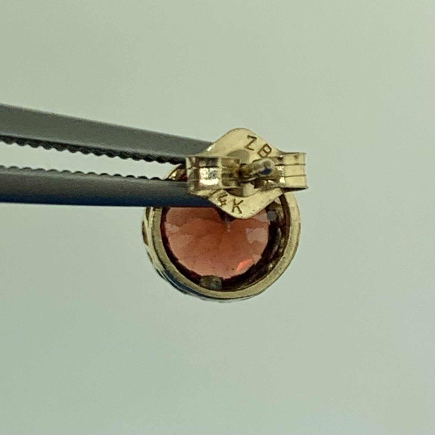 14K Yellow Gold Red Garnet Solitaire Stud Earrings