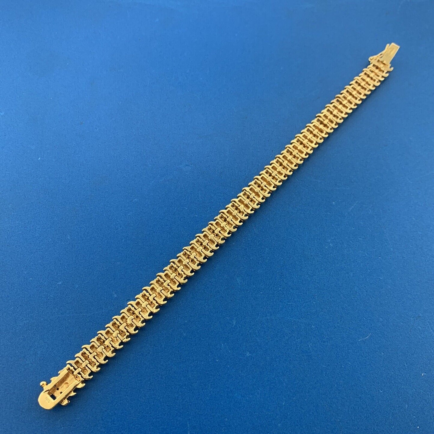 Designer 925 Sterling Silver Vermeil Gold Diamond Statement Tennis Bracelet