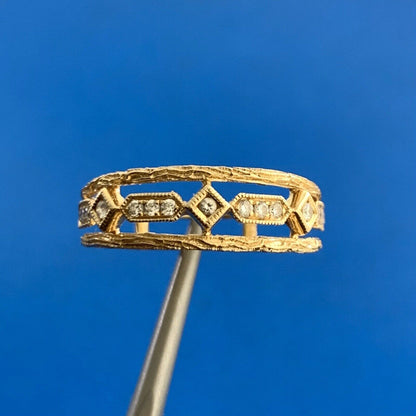 14K Yellow Gold Designer Diamond Wedding Anniversary Cocktail Band Ring