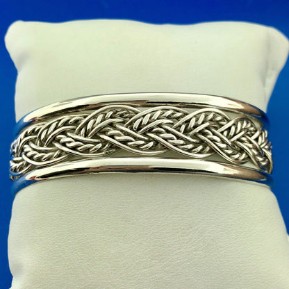 Vintage Taxco Mexico 925 Sterling Silver Open Basket Weave Wide Cuff Bracelet