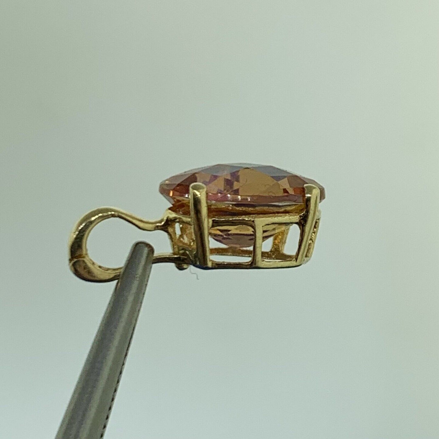 Designer 14K Yellow Gold Oval Mystic Topaz Solitaire Drop Pendant