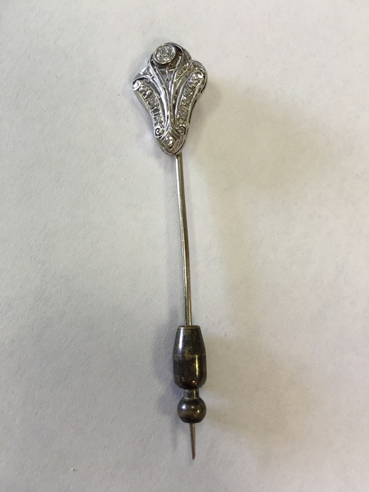 Vintage Art Deco Platinum Diamond Stick Pin .25tcw 1/4