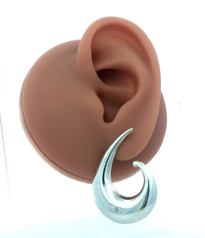 Estate 925 Sterling Silver 3D Modernist Wave Hook Statement Stud Earrings