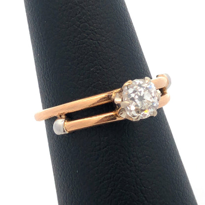 Vintage 18k Yellow Gold European Cut Diamond Ring Carat Size 6