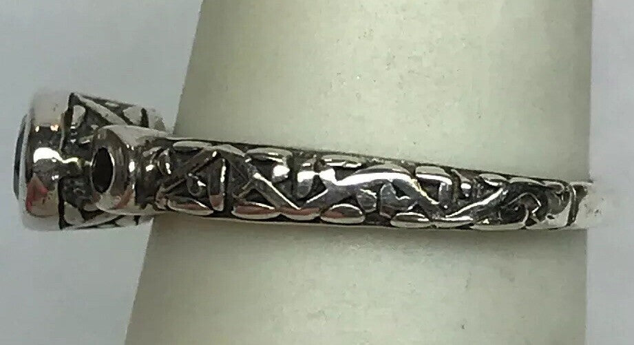 SILPADA Sterling Silver 925 Black Zircon Stackable Scroll Filigree Ring S187