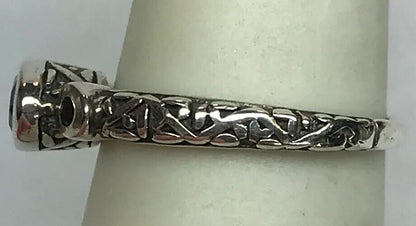SILPADA Sterling Silver 925 Black Zircon Stackable Scroll Filigree Ring S187