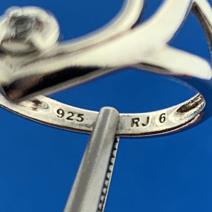 Designer 925 Sterling Silver Diamond Double Heart Love Sweetheart Promise Ring