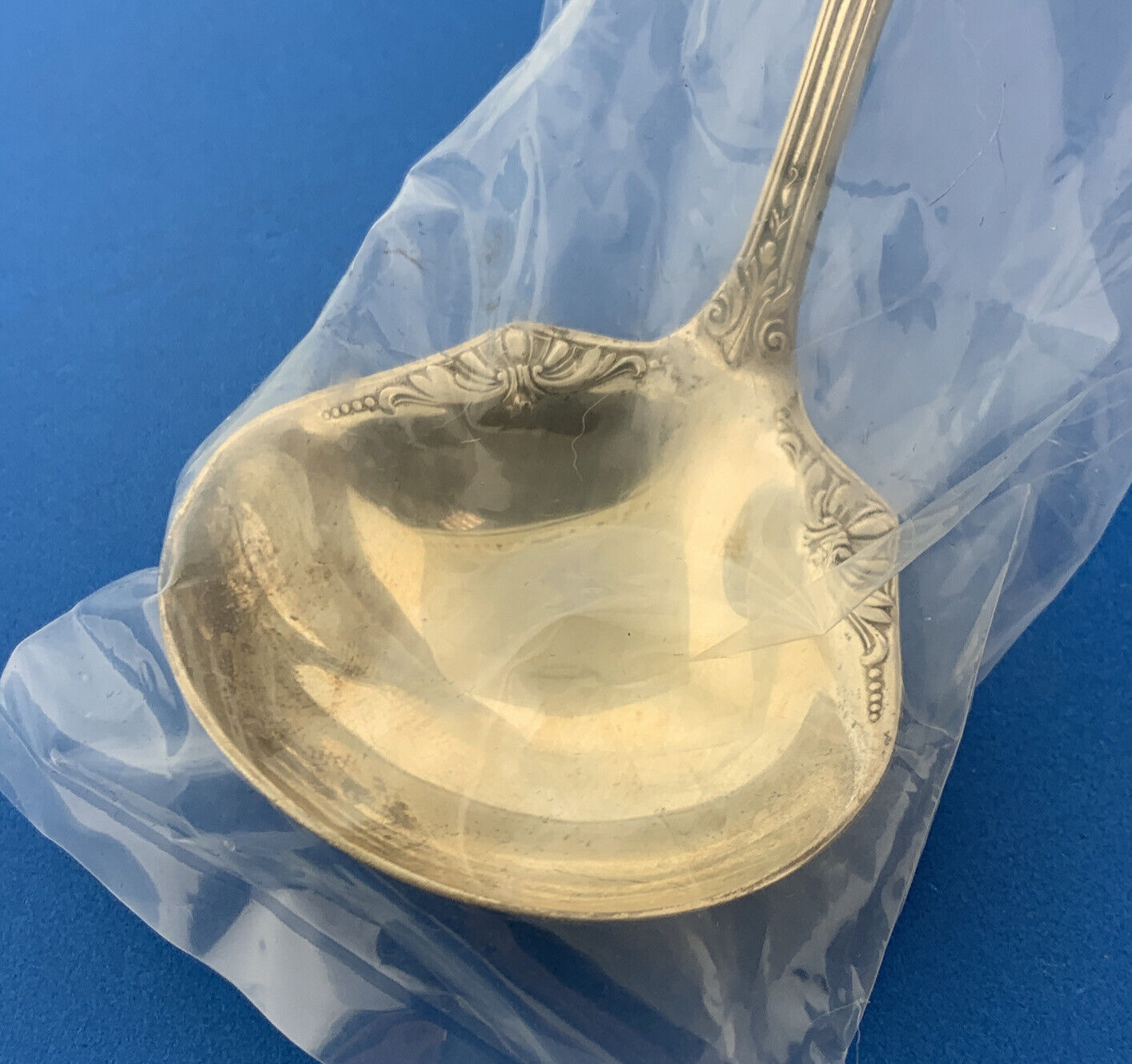 Designer Wallace Sterling Silver 925 Rose Point Pattern 6-1/4" Solid Gravy Ladle