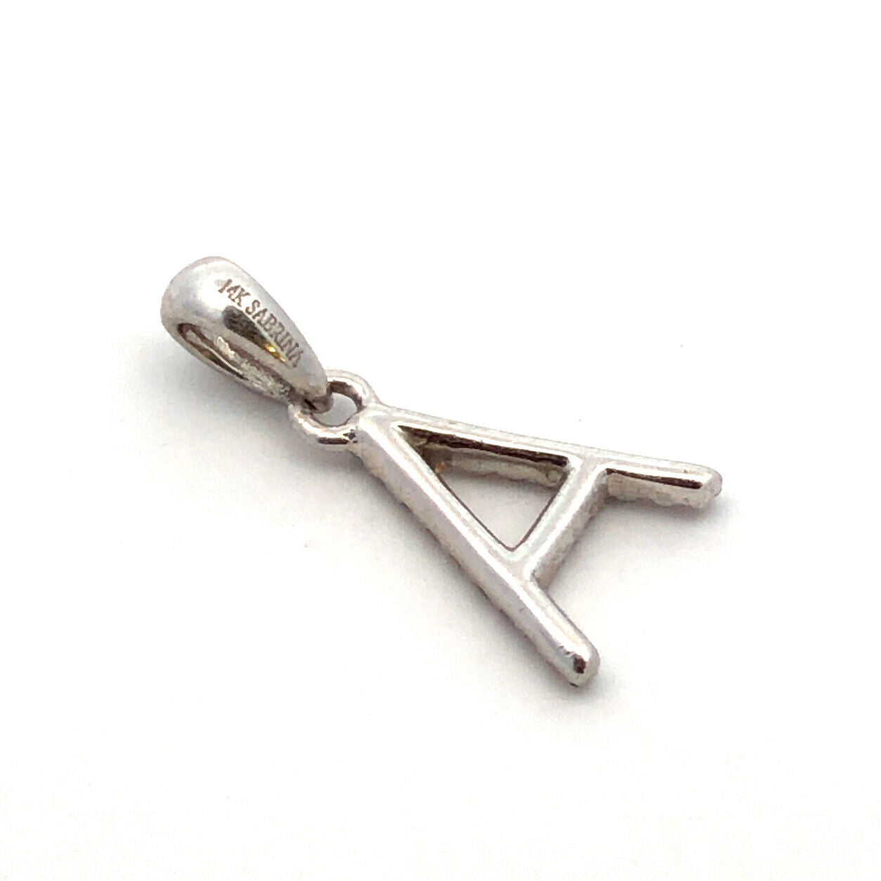 Designer Sabrina 14K White Gold Round Diamond Letter Initial A Name Pendant
