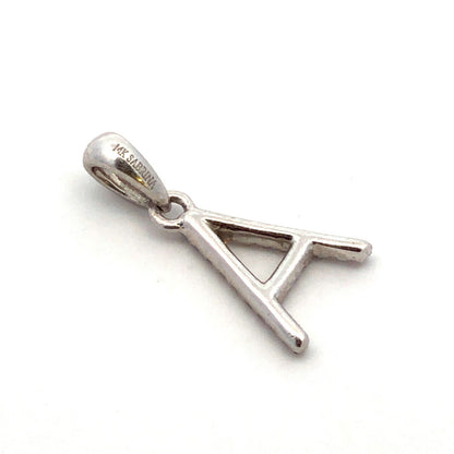 Designer Sabrina 14K White Gold Round Diamond Letter Initial A Name Pendant
