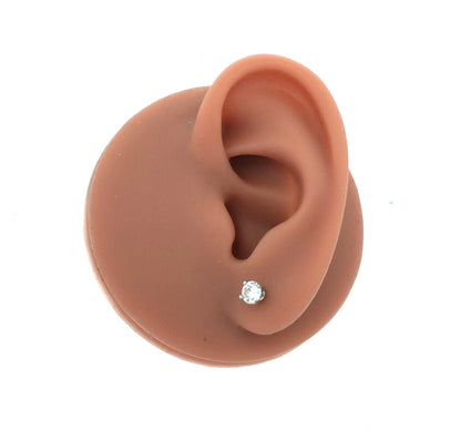 Classic 14K White Gold Round Diamond Stud Earrings