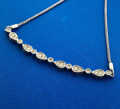 Designer KA1772 10K White Gold Diamond Floral Cluster Adjustable Lariat Bracelet