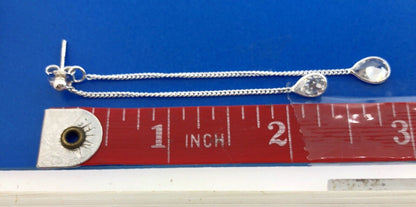 Designer CIJ Sterling Silver 925 Cubic Zirconia CZ Double Drop Dangle Earrings