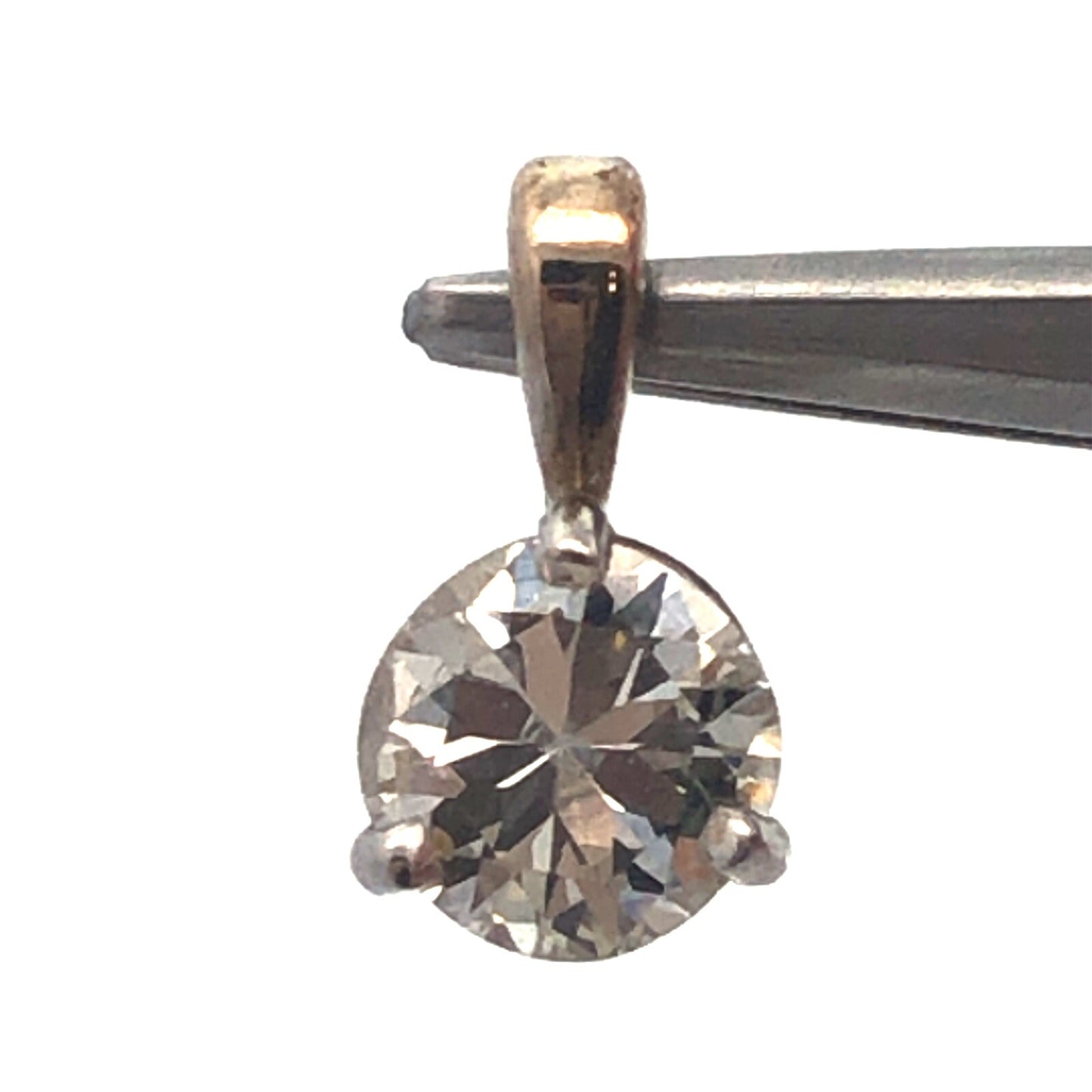 14K White Gold Round Diamond Solitaire Bridal Birthday Anniversary Pendant
