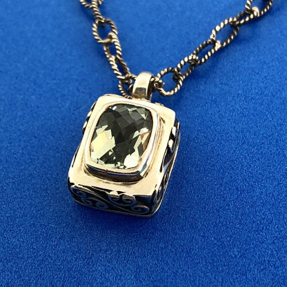 Sara Blaine Sterling Silver 925 Signature Lace Green Amethyst Designer Necklace