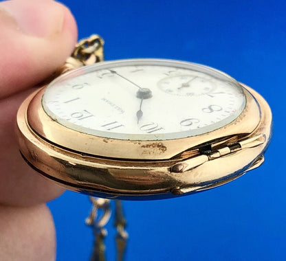 Vintage 1909 Waltham 15j Grade 165 Pocket Watch Gold Filled Case