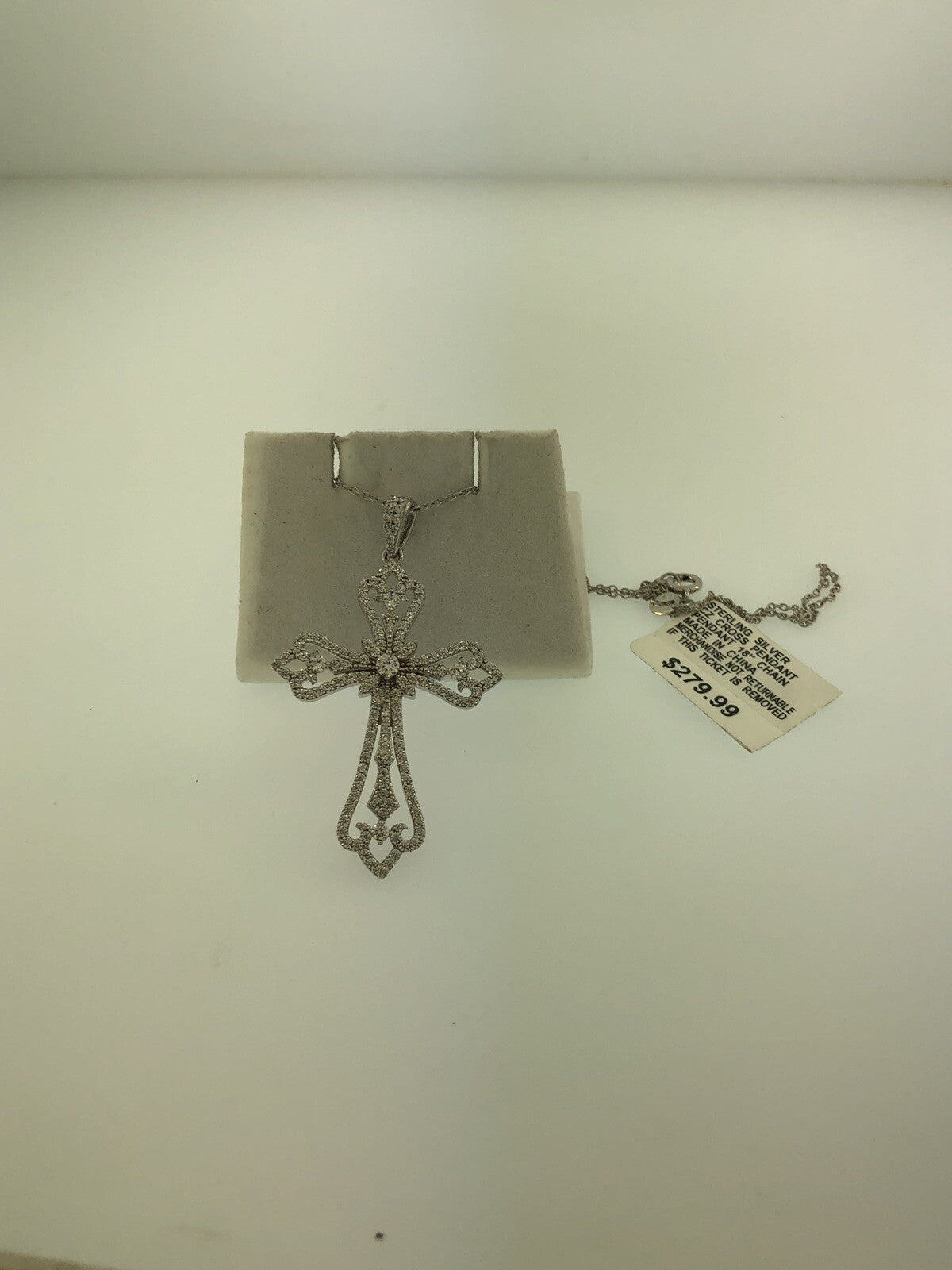 Jacmel Mauitius JCM Sterling Silver 925 Cubic Zirconia Statement Cross Necklace